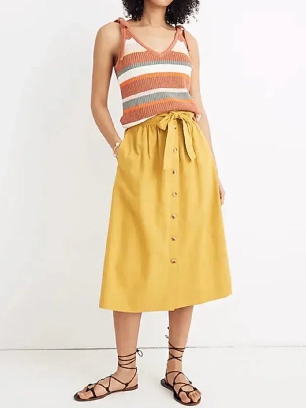 Madewell Linen Midi Skirt - Size 4 - Palisade style